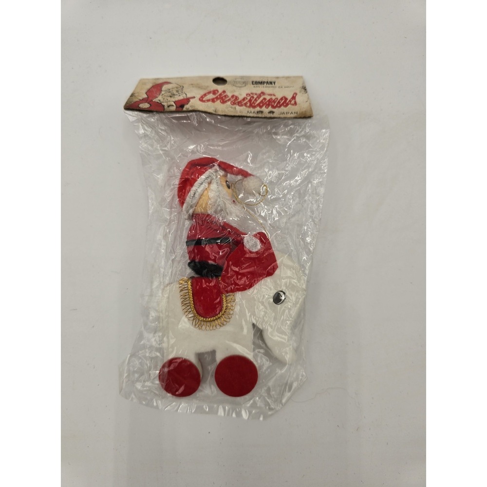Vintage Behrendt Company Santa on horse ornament Japan New in package